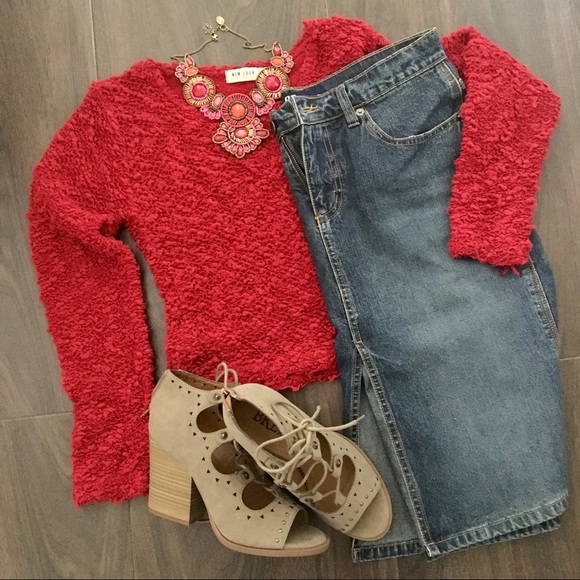 New Look Crop Red Sweater - Picture 1 of 6